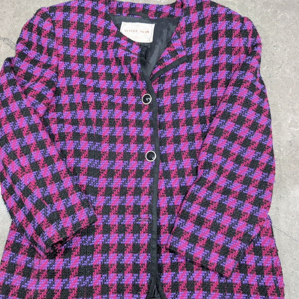 Vintage Votre Nom Black and Pink Plaid Blazer
